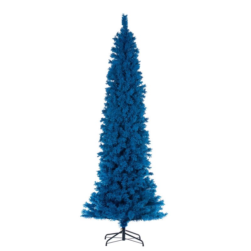 Vickerman Artifical Flocked Turquoise Pencil Fir Christmas Tree, 1 of 4