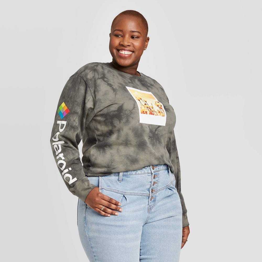 Women's Polaroid Plus Size Cropped Graphic Sweatshirt (Juniors') - Gray 2X was $19.99 now $13.99 (30.0% off)