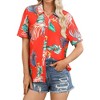 Nlife Womens Button Down Hawaiian Shirts Short Sleeve Floral Print Summer V Neck T-Shirt Casual Summer Beach Blouses Tops - 2 of 4