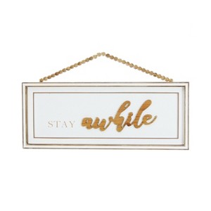 VIP Wood 19.5 in. White Stay Awhile Hanging Sign - 1 of 4