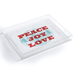 Heather Dutton Peace Joy Love Woodcut 15.5" x 12" Acrylic Tray - Deny Designs - 1 of 4