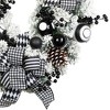 Northlight Flocked Pine with Harlequin Bows and Ornaments Christmas Wreath - 24" - Unlit - 4 of 4