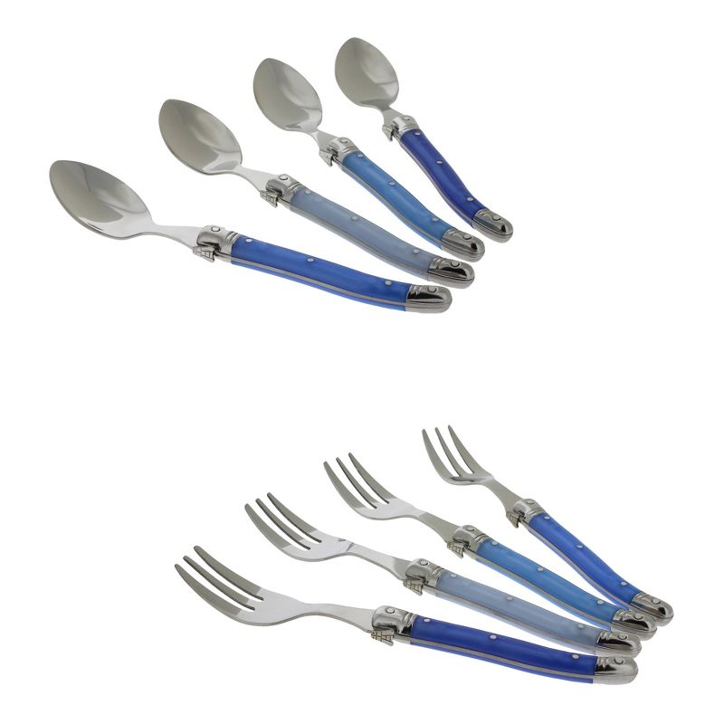 8pc Stainless Steel Laguiole Dessert Flatware Set Blue - French Home, 3 of 4