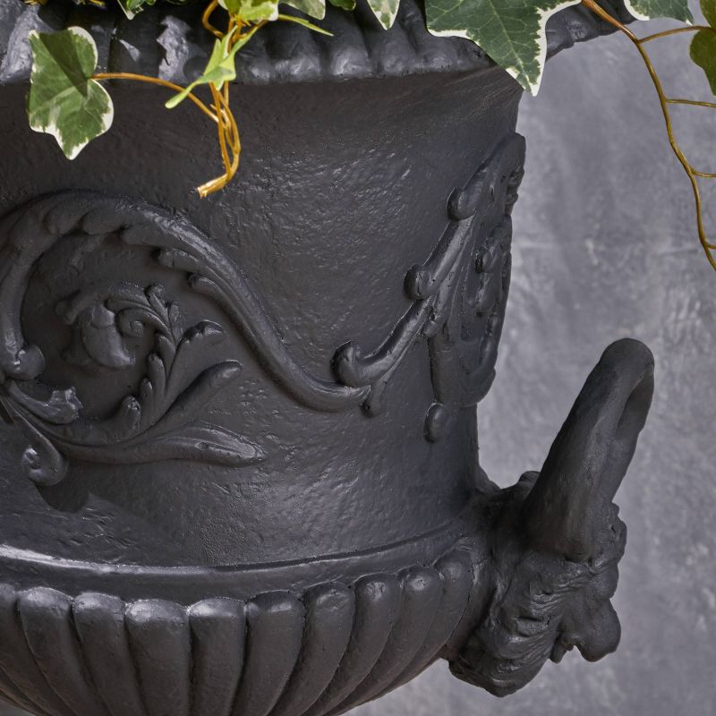 28&#34; Wide Planter Adonis Lightweight Concrete Patio Urn Black - Christopher Knight Home, 4 of 8