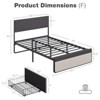 Full Size Upholstered Bed Frame with 2 Storage Drawers, High-Density Foam Headboard, Sturdy Steel Slats - 2 of 4