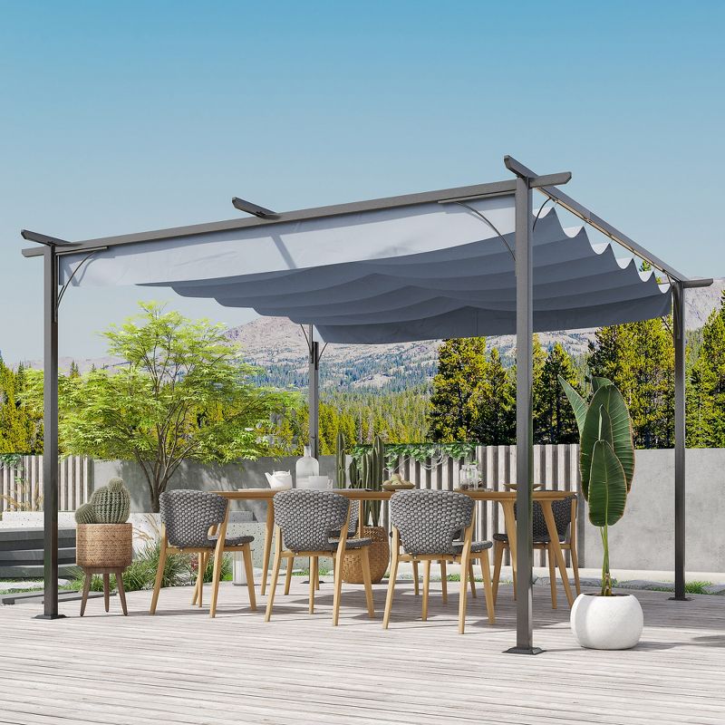 Outsunny Retractable Pergola Canopy, UV Protection & Sun Shade for Garden, Grill, Patio, Backyard, 3 of 7