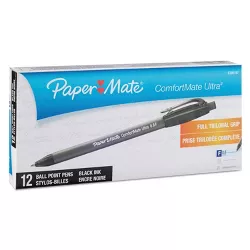 3164458PP Paper Mate Erasermate Stick Medium Tip Ballpoint Pens 4 Black Ink Pens 