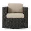 Christopher Knight Home Eli Outdoor Wicker 5 Piece Swivel Club Chair and Fire Pit Set with Cushions - 4 of 4