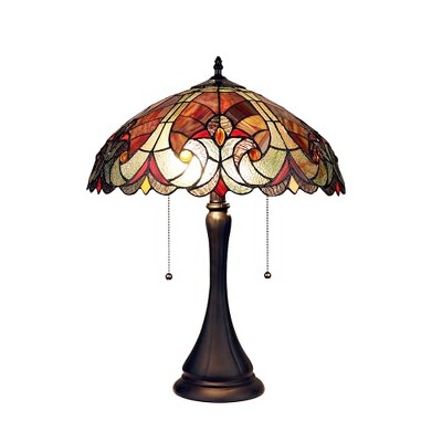 Chloe Lighting AMOR Tiffany-style Victorian 2 Light Table Lamp 16 Shade