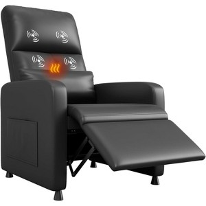 Power Recliner Chair with Massage and Heat, Adjustable Push Back, Wide Armrests, Footrest Padded Seat£¬PU Leather, 2 Side Pockets and USB Port - 1 of 4