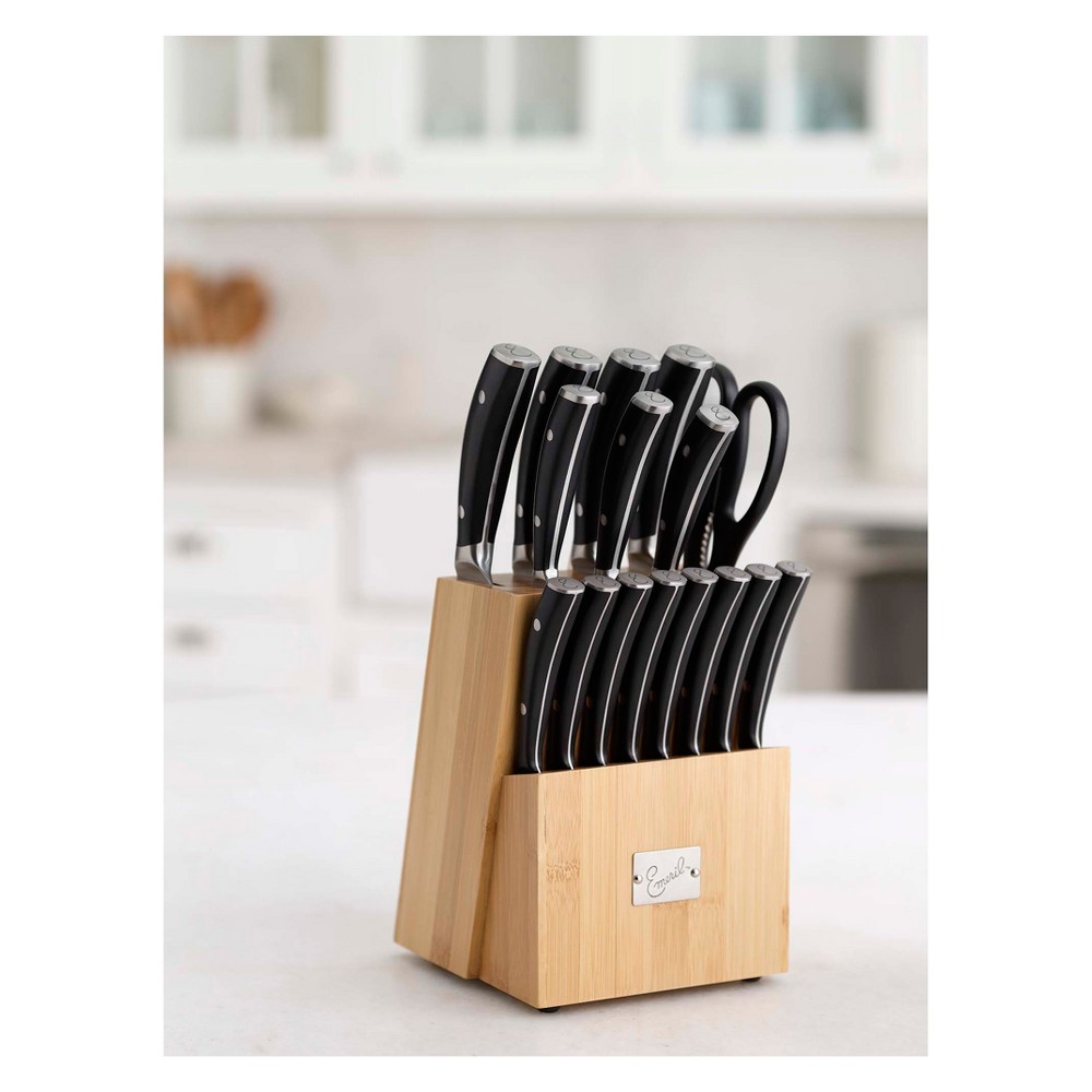 Emeril Forged Double-Riveted 17-Piece Knife Block Set Black