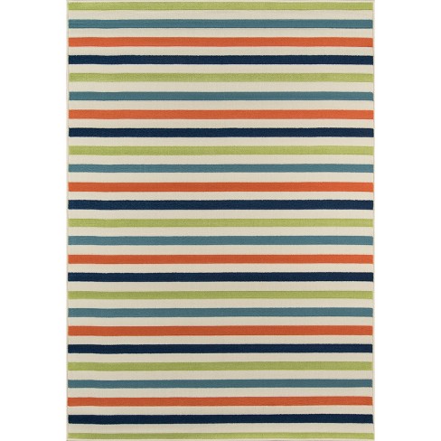 Momeni 4 x 5 Navy Indoor/Outdoor Stripe Area Rug in the Rugs