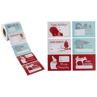 Paper Junkie 504 Pack Christmas Gift Tags, Forest Animal Designs Sticker Labels (2 x 2 in)