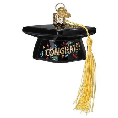 Old World Christmas 2.0 Inch Graduation Cap Commencement Gold Tassel Tree Ornaments
