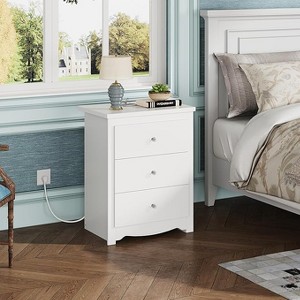 GALAXHERO Tall Nightstand with Charging Station, Wood Nightstand with 3 Drawers, End Table for Bedroom and Dorm, with 2 USB Ports and 2 AC Outlets - 1 of 1