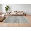 Ivory and Green Wool Hand Knotted Area Rug With Fringe - 2 of 4