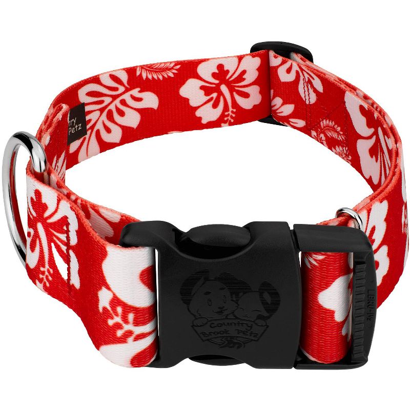 Country Brook Petz 1 1/2 Inch Deluxe Red Hawaiian Dog Collar, 1 of 5