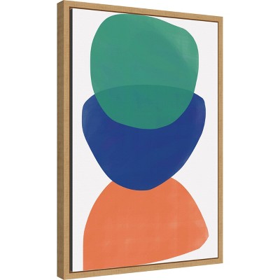 Abstract Green Blue Orange Framed Canvas Wall Art 16x23
