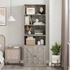 Bookcase with Doors Farmhouse Bookshelf 11.8in Depth Wooden Display Storage Shelves 71.4in Tall Bookcases - 4 of 4