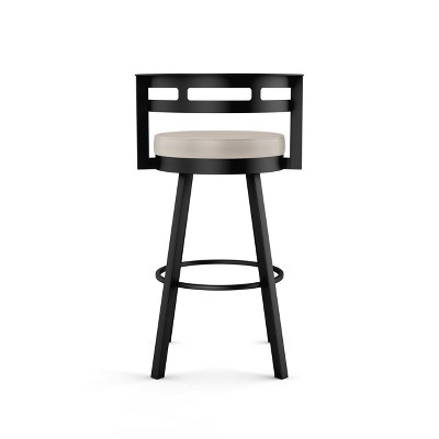 Sophisticated Cream Faux Leather Swivel Counter Stool with Black Metal Frame