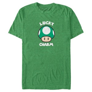 Men's Nintendo Super Mario St. Patrick's Day Extra Life Mushroom Lucky Charm T-Shirt - 1 of 4