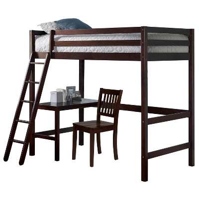 Twin Caspian Study Loft with Chair Chocolate - Hillsdale Furniture