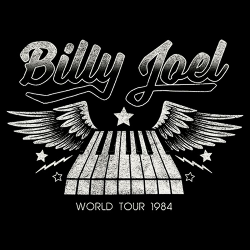 Men's Billy Joel World Tour 1984 Black and White T-Shirt, 2 of 6