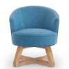 CAVINAS Linen Swivel Accent Chair with Curved Backrest and Wood Base,Upholstered Swivel Living Room Chairs,Reading Chairs for Living Room - 2 of 4