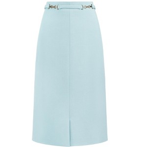 INSPIRE CHIC Women's Business Pencil High Waist Mental Decor Formal Work Midi Skirts - 1 of 4