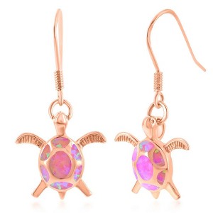 Opalata Sterling Silver Pink-Opal Turtle Earrings - Rose Gold Plated - Pink - 1 of 2