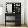 Makeup Vanity Desk with Mirror and Lights, Makeup Table with 4 Drawers and Built-in Power Strip, 3 Lighting Colors Dressing Table, Makeup Studio - 3 of 4