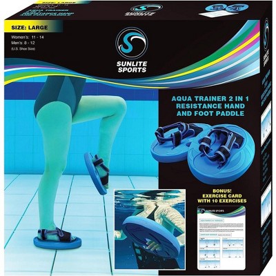 Sunlite Sports Aqua Trainer 2-in-1 Resistance Paddle Set for Water Aerobics & Aquatic Exercise, Low Impact Full-Body Workout – Large Blue