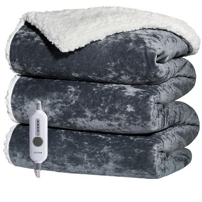 Electric Blanket, Washable Soft Velvet Heated Blankets with 4 Heating Levels, 4H Auto Shut Off, ETL Certified for Bedroom