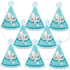 Big Dot of Happiness Arctic Polar Animals - Mini Cone Winter Baby Shower or Birthday Party Hats - Small Little Party Hats - Set of 8 - 1 of 4