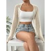 Womens Long Sleeve Crochet Knit Bolero Open Front Cropped Lightweight Cardigan Cover Up Tops - 4 of 4
