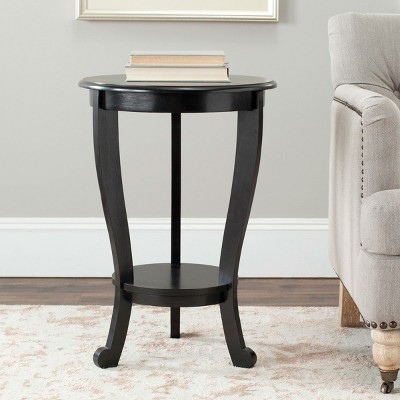 Gray Wood and Stone Round Pedestal Side Table
