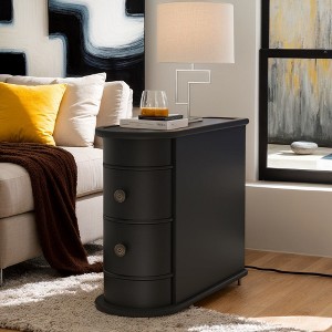 Hommoo Wood Narrow Nightstand with 2 Drawers - 1 of 4