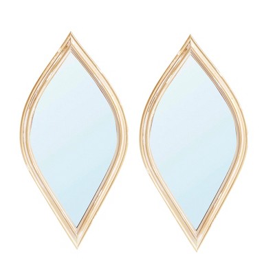 VYNXARIA Decorative Wall Mirrors - Set of 2 Vintage Finish Diamond 6.5x13 Inch Shabby Chic Accents