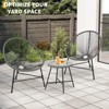 3 Piece Patio Furniture Set Acapulco Chairs Woven Rope Chairs and Glass Top Table for Outdoor Patio Conversation Bistro Sets All Weather - 2 of 4