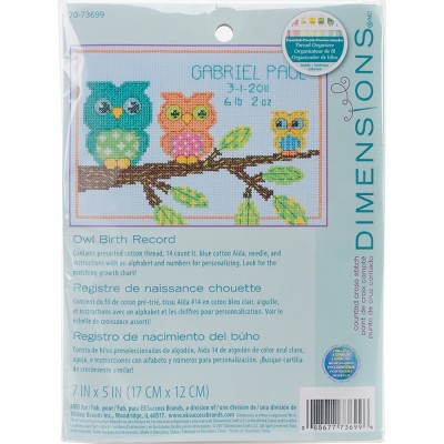 Dimensions Mini Counted Cross Stitch Kit 7"X5"-Owl Birth Record (14 Count)