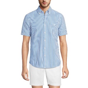 Lands' End Men's Short Sleeve Seersucker Shirt - 1 of 4