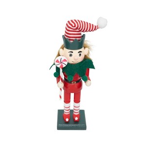 Saro Lifestyle Festive Elf Nutcracker with Classic Holiday Charm, 10", Red - 1 of 3