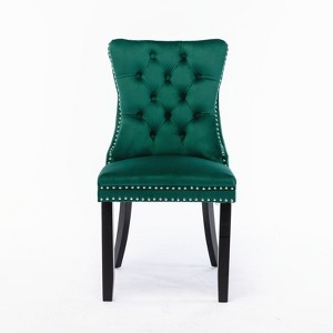 AZL1 Life Concept Accent Chairs Armless 2 Pcs Tufted Velvet Leisure Chair with Rubberwood Legs Modern Vanity for Bedroom, Green, 25.5"*19.7"*37.4" - 1 of 4