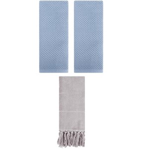 REGALWOVEN 3 Packs Cotton Soft Absorbent Tassels and Waffle Hand Towel - 1 of 4