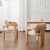 Boucle Modern Dining Chairs Set of 2 with Curved Arms,Rubberwood Frame Dining Chair with Cushions,Accent Dining Chair for Dining Room-Coolbibila - 2 of 4