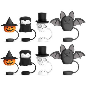 Ototo 8pc Boo Team Straw Toppers Silicone Drink Accessories Multicolor - 1 of 4