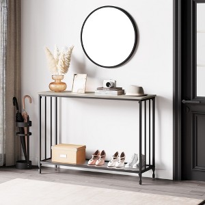 Console Table, Narrow Sofa Table, 31.8" Entryway Table w/Glass Shelf and Metal Frame Sofa Table for Living Room, Hallway, Easy to Assemble - 1 of 4