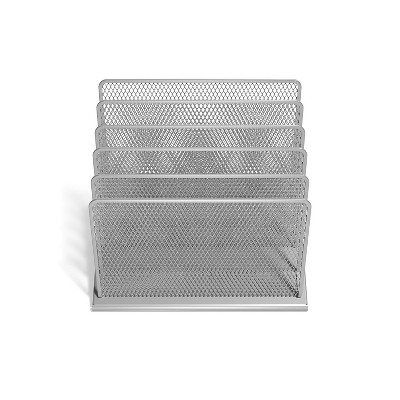 TRU RED 5 Compartment Wire Mesh File Organizer Silver TR57555-CC