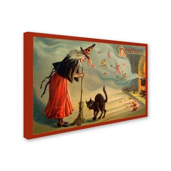 Trademark Fine Art -Vintage Apple Collection 'Halloween Witch And Cat' Canvas Art