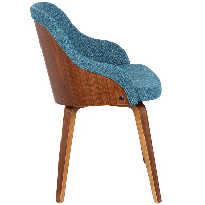 Teal Upholstered Scandinavian Arm Chair with Wood Frame